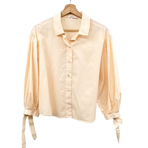Frame light peach balloon sleeve button down - Picture 1 of 5